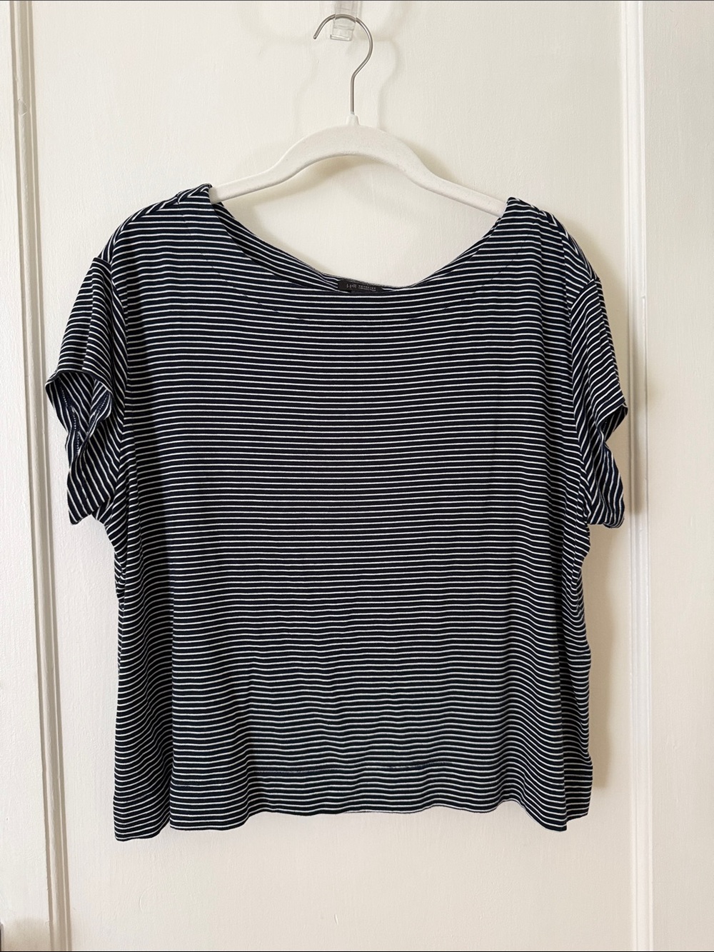 J. Jill Dark Navy and White Striped Short Sleeve Tee